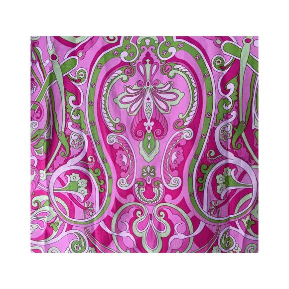 1990s Pink & Green Mod Paisley Strapless Smock Bodice Maxi Boho Dress Size Small - Picture 6 of 9